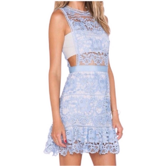 Self-Portrait Dresses & Skirts - Self portrait periwinkle blue lace cutout dress with grey lining size 2
